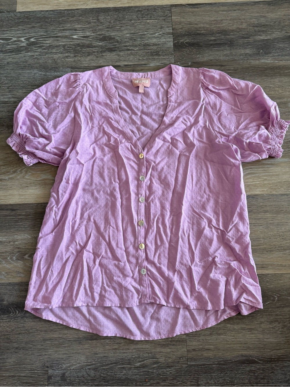 Show Me Your MuMu Button-Front Puff Sleeve Top
